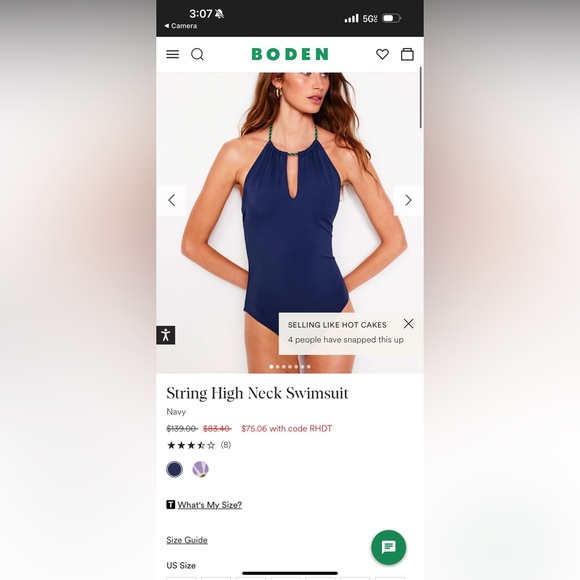 Boden One-Piece String High Neck Swimsuit NWT - Picture 7 of 10